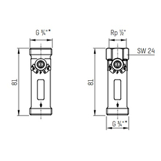 Ventil vyvažovací TacoSetter Inline 100, DN 15, GxG, 3/4 x 3/4, kvs 1,85 (m3/h), 3 - 12 l/min