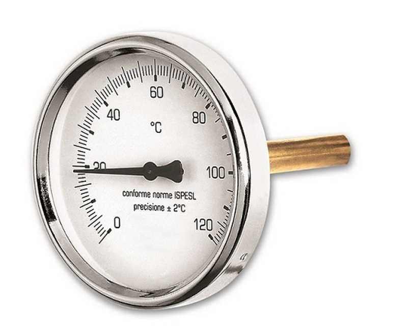 Teploměr axiální - 0 °C až +80 °C, D 40mm, bez jímky - pro rozdělovače IVAR.TP 120 ABJ