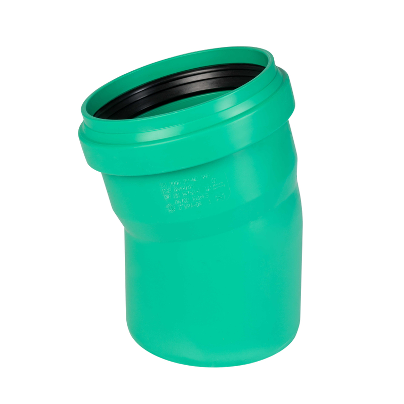 Koleno kanalizační Osma KG 2000 Polypropylen PPKGB 15°, DN 160, zelená