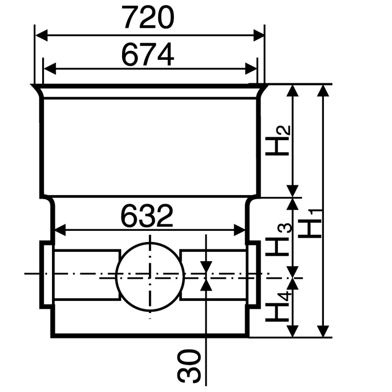 Dno šachtové sběrné 90° typ X Wavin Tegra 600, KG DN 160