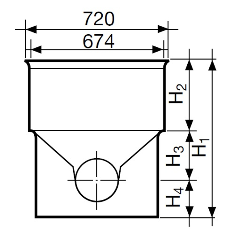 Dno šachtové průtočné 90° Wavin Tegra 600, KG DN 315