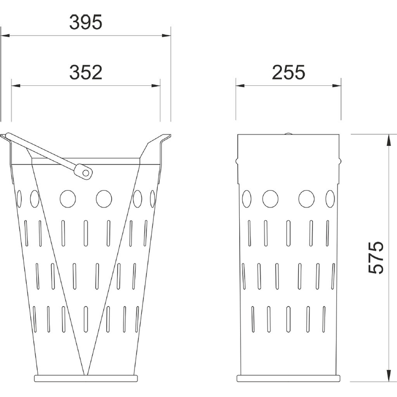 Kalový koš uličních vpustí Kasi pozinkovaný plech, madlo pozinkovaná ocel, pro mříže 300 x 500, v. 325 mm