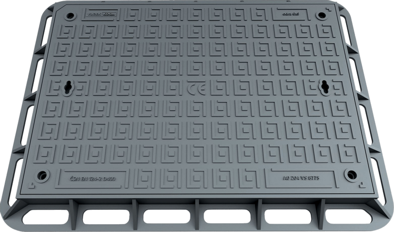 Poklop litinový uzamykatelný Vlček Odra, s rámem a těsněním, 900 x 600 mm, D400