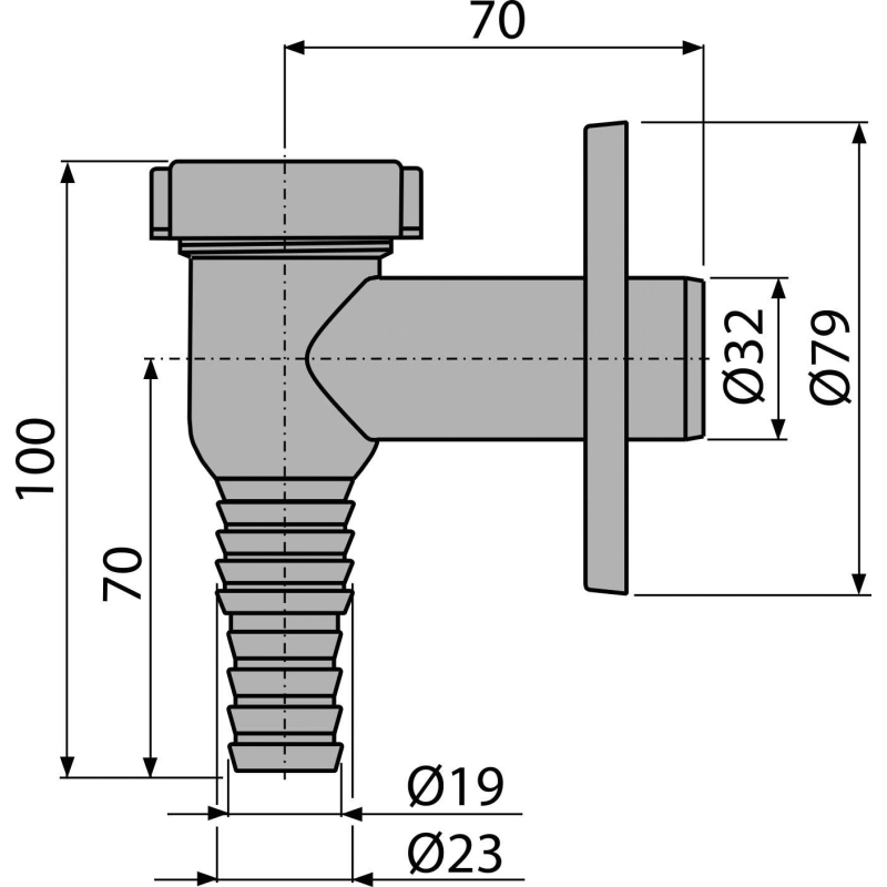 Sifon pračkový Alcadrain (Alcaplast) venkovní, chrom DN32 APS1