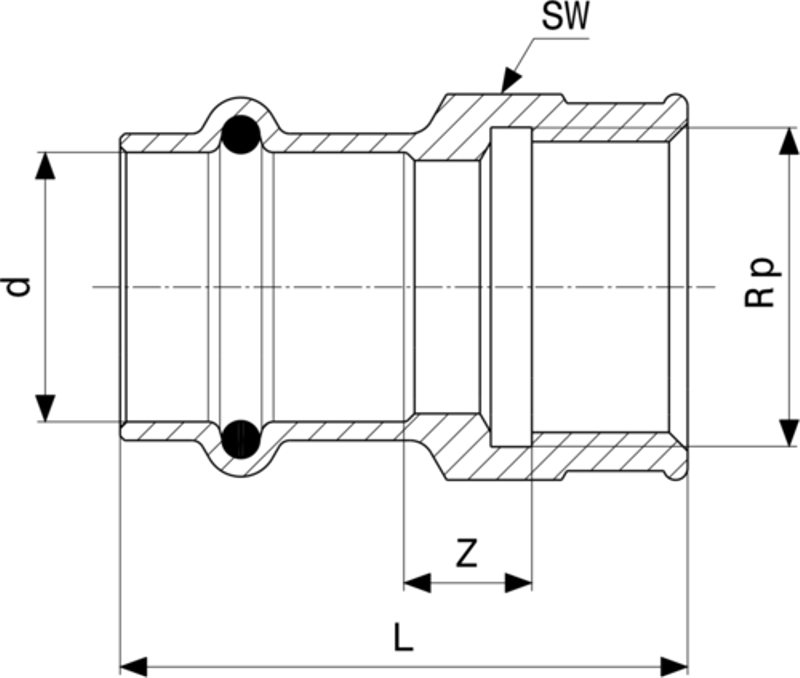 Přechodový kus Viega Profipress s SC-Contur 2212 28 x 5/4˝