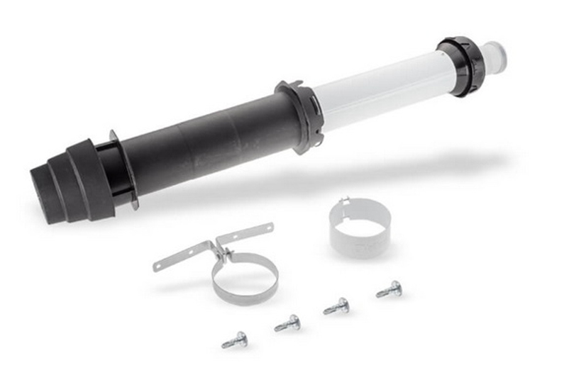 Svislé odkouření Vaillant včetně střešního nástavce, pr.&nbsp;60/100 mm, PP (černé provedení)