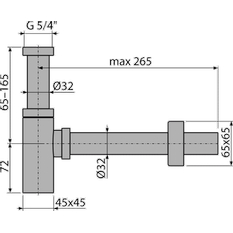 Sifon umyvadlový Alcadrain (Alcaplast) DN32 DESIGN celokovový, hranatý A401