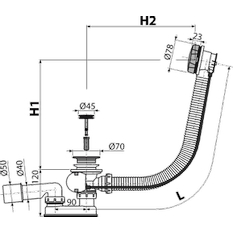 Sifon vanový Alcadrain (Alcaplast) automat komplet, kov A55K-100