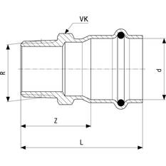 Přechodový kus Viega Sanpress Inox G s SC-Contur 0211 28 x 1˝