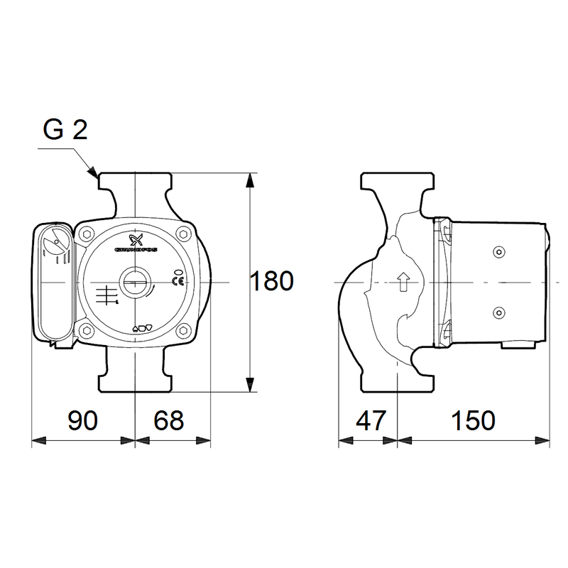 Čerpadlo oběhové Grundfos UPS32-100 N 180 1x230V 50Hz 9H