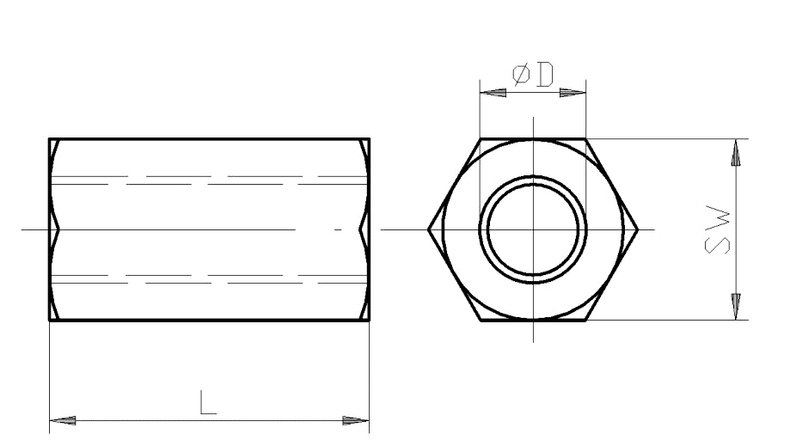 Spojovací matice M6 × 10 × 18 mm DIN6334 pozink