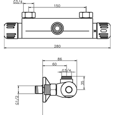 Sprchová termostat baterie horní vývod 150 mm Aquamat chrom