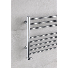 Těleso koupelnové PMH Sorano 905 x 480 mm, horizontální, 211 W, klasické připojení, Kartáčovaná nerez