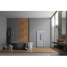 Těleso koupelnové PMH Sorano 905 x 480 mm, horizontální, 211 W, klasické připojení, Kartáčovaná nerez