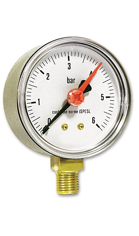 Manometr radiální - spodní napojení 1/4˝M, D63, 0-6bar IVAR.MR 63