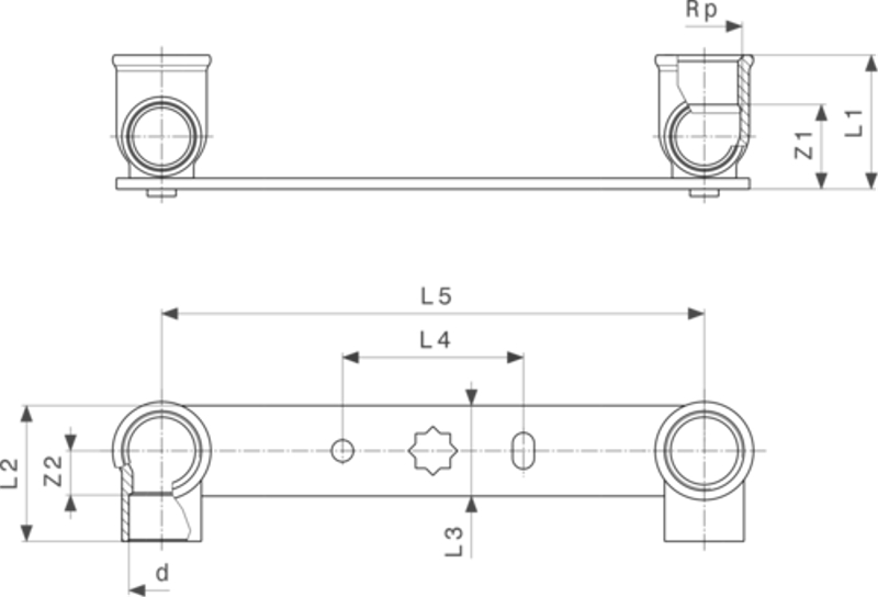 Montážní jednotka Viega pájené fitinky 94476.05NOR 12 x 3/8˝ x 150