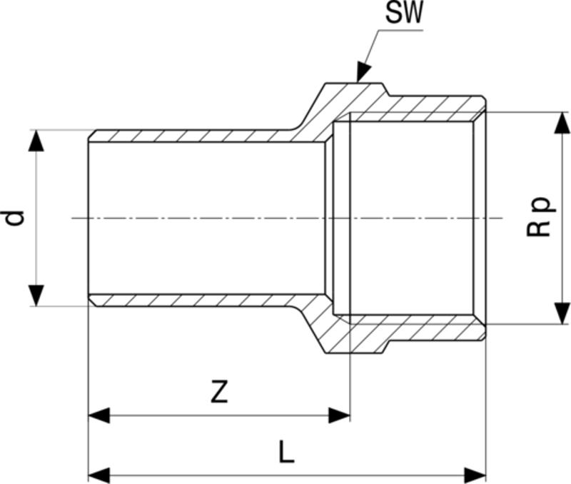 Zásuvný kus Viega Prestabo s SC-Contur 1112.1 22 x 3/4˝