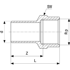 Zásuvný kus Viega Prestabo s SC-Contur 1112.1 22 x 3/4˝