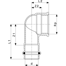 Přechodové koleno 90° Viega Profipress s SC-Contur 2214.2 28 x 3/4˝