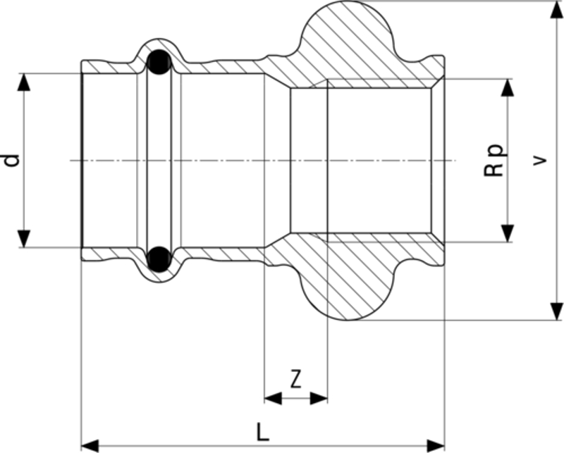 Přechodový kus Viega Profipress s SC-Contur 2212.3 15 x 1/2˝