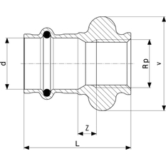 Přechodový kus Viega Profipress s SC-Contur 2212.3 15 x 1/2˝