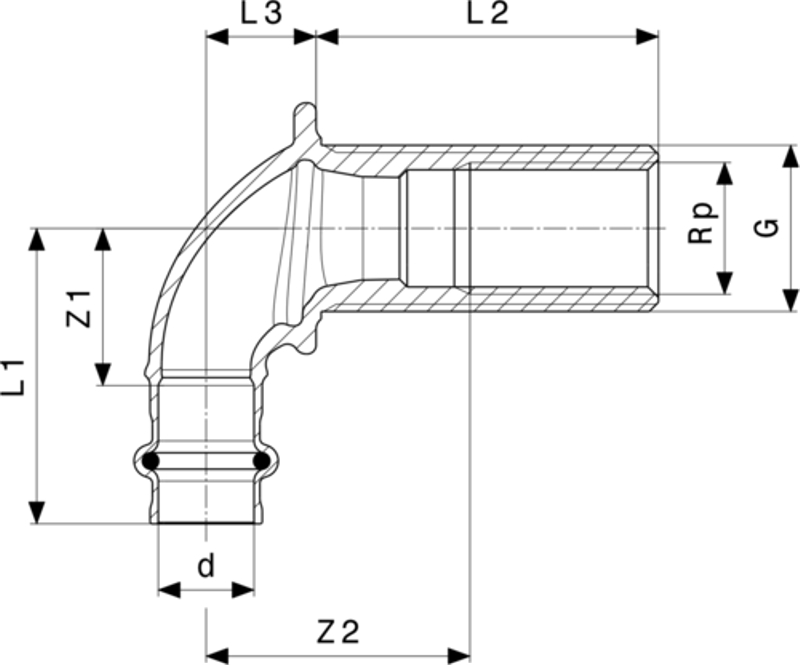 Stěnová průchodka Viega Profipress s SC-Contur 2232.1 15x1/2˝x3/4˝x25