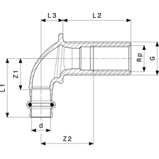 Stěnová průchodka Viega Profipress s SC-Contur 2232.1 15x1/2˝x3/4˝x25