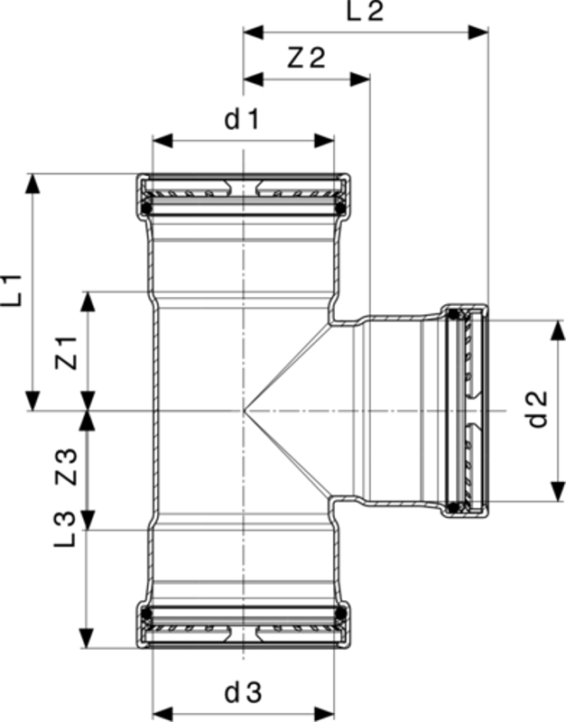 T-kus Viega Sanpress Inox s SC-Contur 2318xL 76,1 x 22 x 76,1