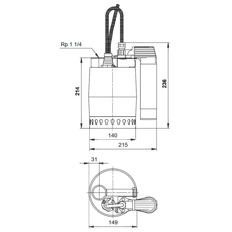 Čerpadlo odvodňovací Grundfos UNILIFT KP250-AV-1 1x220-230V 50Hz10mSCH