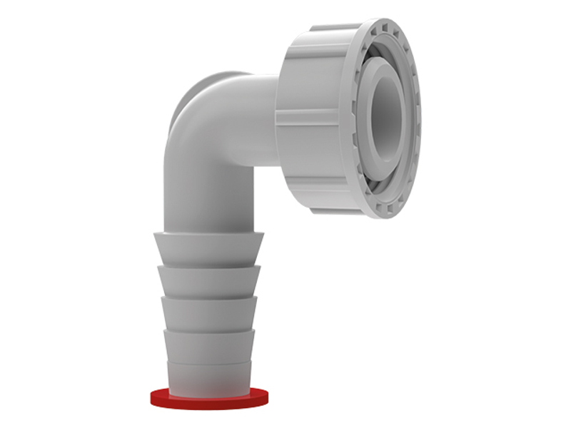 Připojovací koleno pro pračku HL Hutterer & Lechner, 1˝x3/4˝ s plochým těsněním, bílá