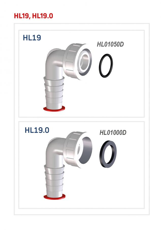 Připojovací koleno pro pračku HL Hutterer & Lechner, 1˝x3/4˝ s plochým těsněním, bílá