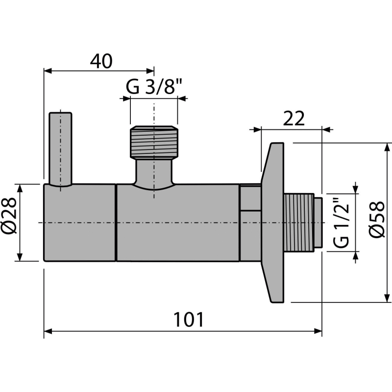 Ventil rohový Alcadrain (Alcaplast) s filtrem 1/2˝ x 3/8˝, kulatý ARV001