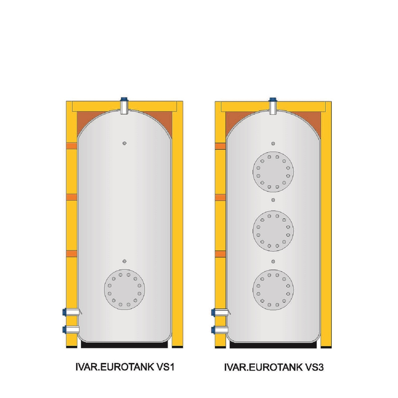 Ohřívač vody zásobníkový pro přípravu TV - s možností instalace topných vložek - 1430l (SMALVER) IVAR.EUROTANK VS1 1500