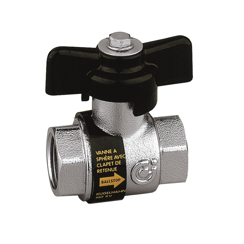 Kulový uzávěr voda - se zpětným ventilem - 1/2˝FF, motýl IVAR.BALLSTOP 3230