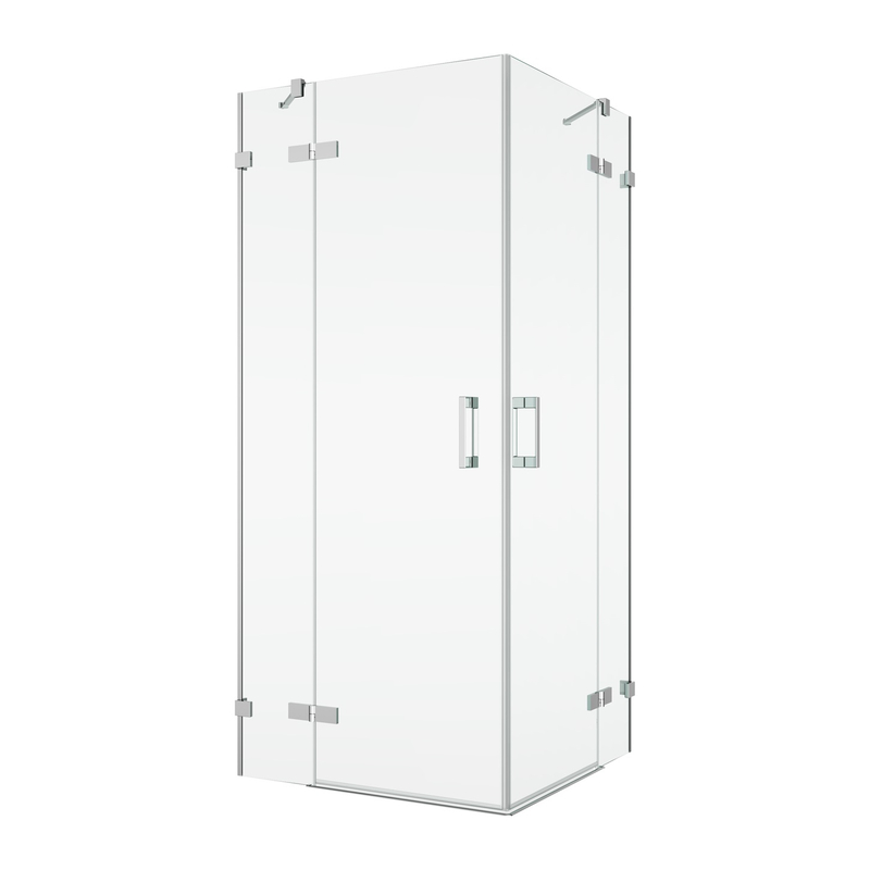 Dvoudílné křídlové dveře Ronal Pur s vyrovnávacími profily levé / 1 strana rohového vstupu 900 x 2000 mm, chrom/sklo čiré