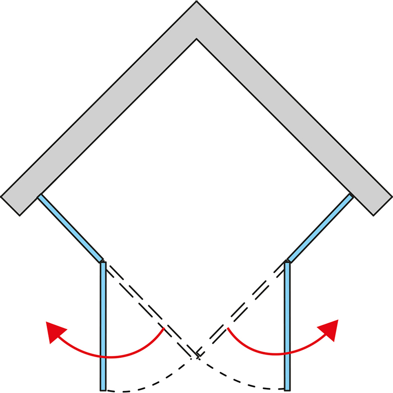Dvoudílné křídlové dveře Ronal Pur s vyrovnávacími profily levé / 1 strana rohového vstupu 900 x 2000 mm, chrom/sklo čiré