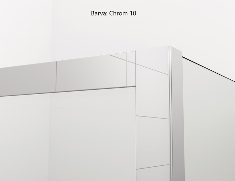 Dvoudílné křídlové dveře Ronal Pur s vyrovnávacími profily levé / 1 strana rohového vstupu 900 x 2000 mm, chrom/sklo čiré