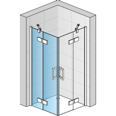 Dvoudílné křídlové dveře Ronal Pur s vyrovnávacími profily levé / 1 strana rohového vstupu 900 x 2000 mm, chrom/sklo čiré