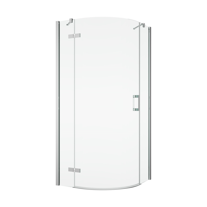 Čtvrtkruh Ronal Pur s jednokřídlými dveřmi s vyrovnávacími profily - levý díl, rádius 500 mm 800 x 2000 mm, chrom/sklo čiré