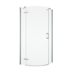 Čtvrtkruh Ronal Pur s jednokřídlými dveřmi s vyrovnávacími profily - levý díl, rádius 500 mm 800 x 2000 mm, chrom/sklo čiré