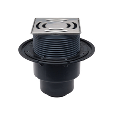 Podlahová vpust HL Hutterer & Lechner, DN50/75/110 se svislým odtokem, ZU standard - vodní, s izolační přírubou, nerez 145x145mm/nerez 138x138mm