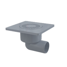 Alcaplast Podlahová vpust 150×150/50 mm boční, mřížka šedá, vodní zápachová uzávěra APV3
