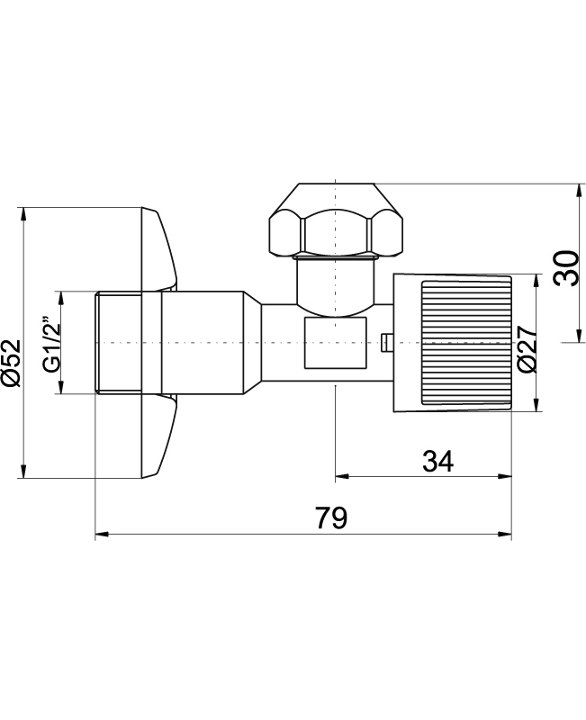 Rohový ventil bez filtru 1/2˝x 3/8˝ s matkou