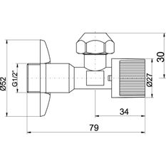 Rohový ventil bez filtru 1/2˝x 3/8˝ s matkou