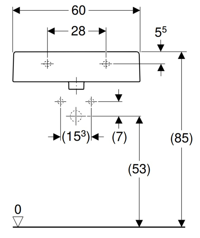 Umyvadlo s otvorem Kolo Twins, 60 x 46 cm, bílá
