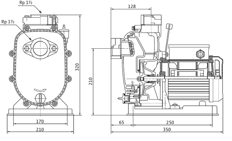 Samonasávací čerpadlo na splaškovou vodu Wilo Drain LP 40/10, Rp 6/4˝, 1x230V, 0.4kW