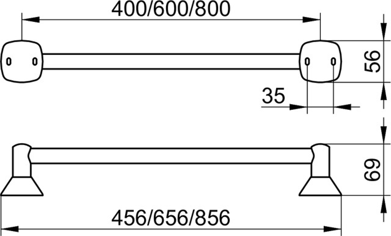 Držák na osušku Keuco City.2, 600 mm, pochromováno