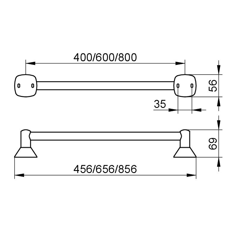 Držák na osušku Keuco City.2, 800 mm, pochromováno