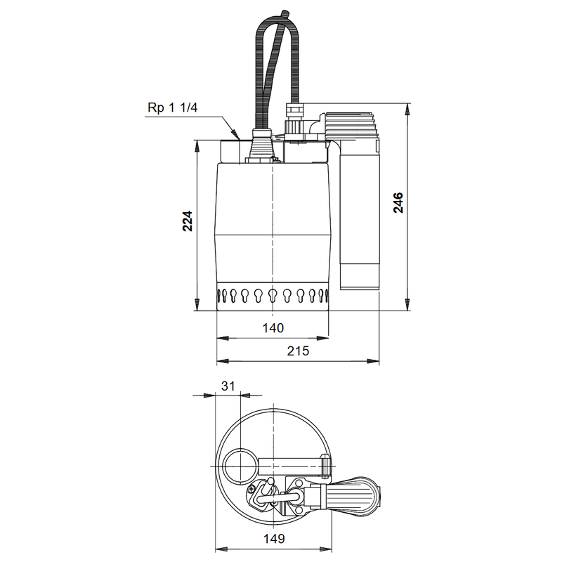 Čerpadlo odvodňovací Grundfos UNILIFT KP350-AV-1 1x220-240V 50Hz10mSCH