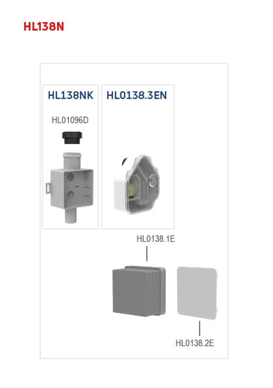 Podomítková zápachová uzávěrka ke klimatizačním jednotkám HL Hutterer & Lechner, DN32 - 100x100mm, kryt bílý 110x110mm